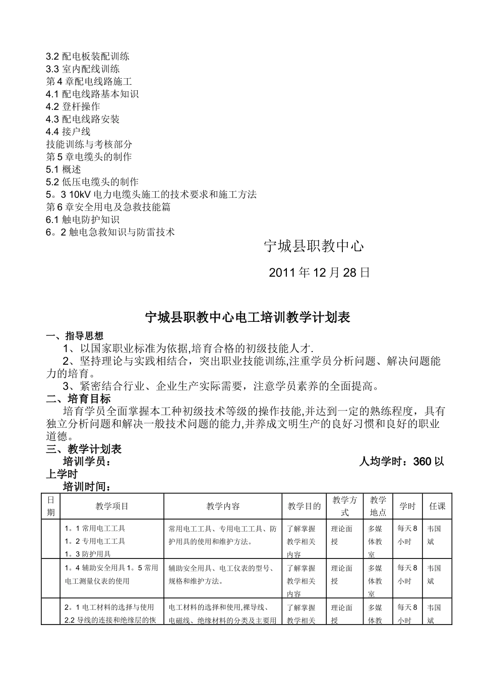 职业技术学校短期培训教学计划_第2页