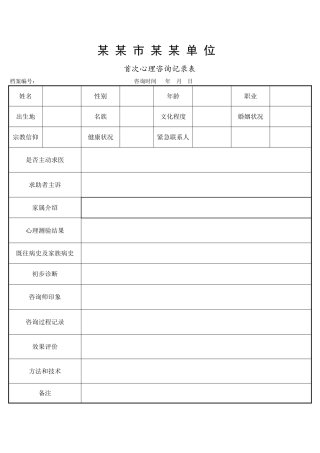 职业心理咨询师谈话记录表