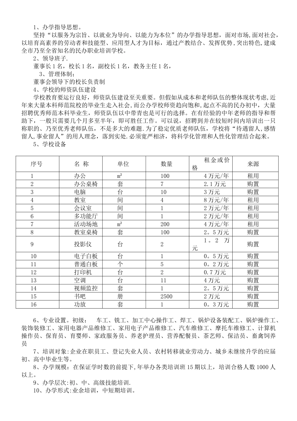 职业技能培训学校筹建方案_第2页