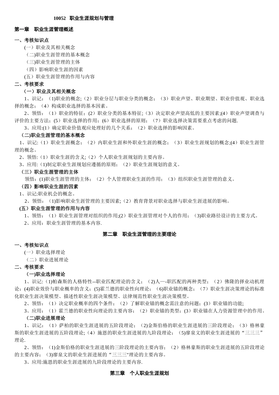 职业生涯规划与管理-自考大纲_第1页