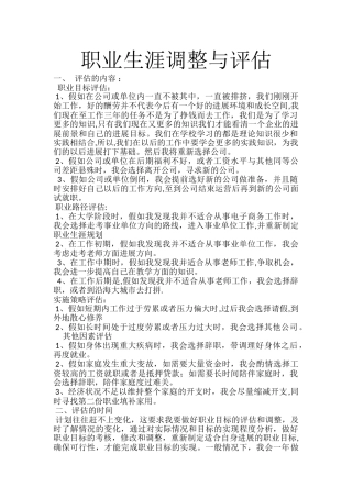 职业生涯规划与调整