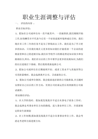 职业生涯规划与调整