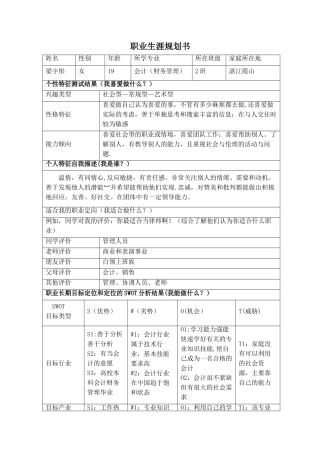 职业生涯规划书(可参照填写)