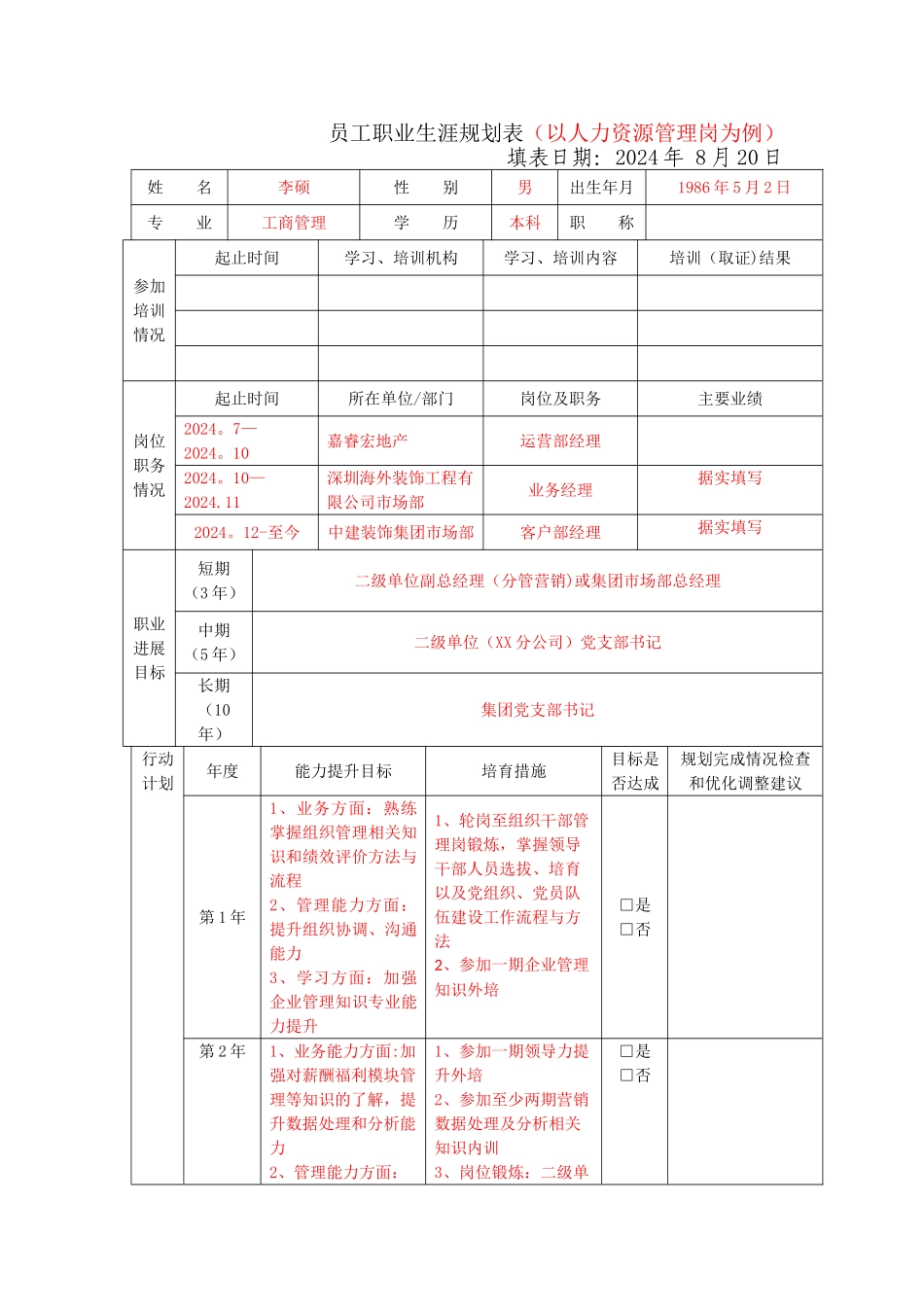 职业生涯规划表_第1页