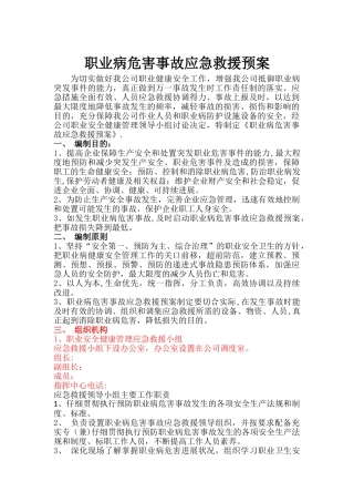 职业病危害事故应急救援预案