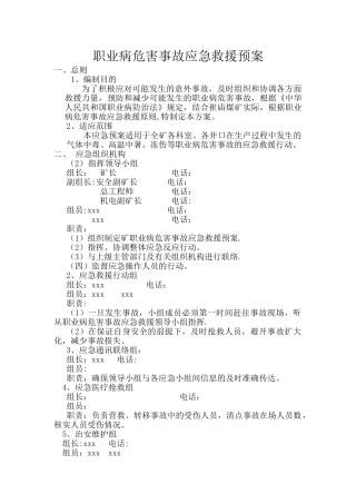 职业病危害事故应急救援预案31153