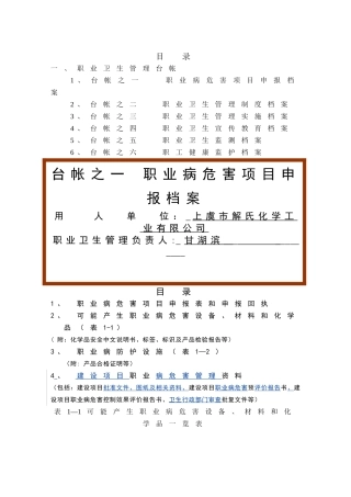 职业病管理台账资料