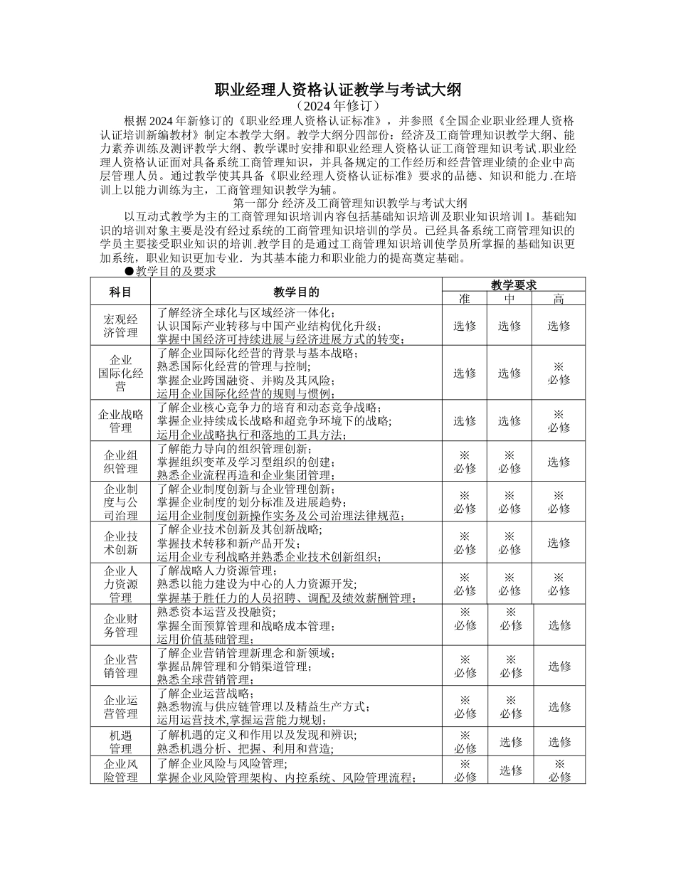 职业经理人资格认证教学与考试大纲_第1页