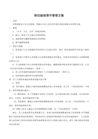 职位级别晋升管理方案
