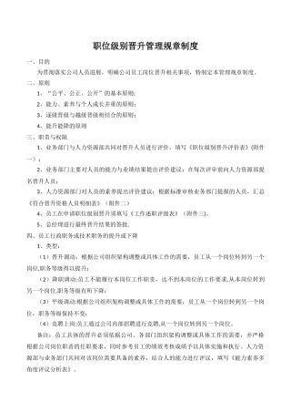 职位级别晋升管理规章制度