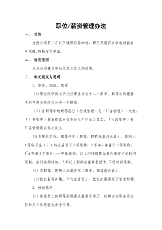 职位薪资管理办法