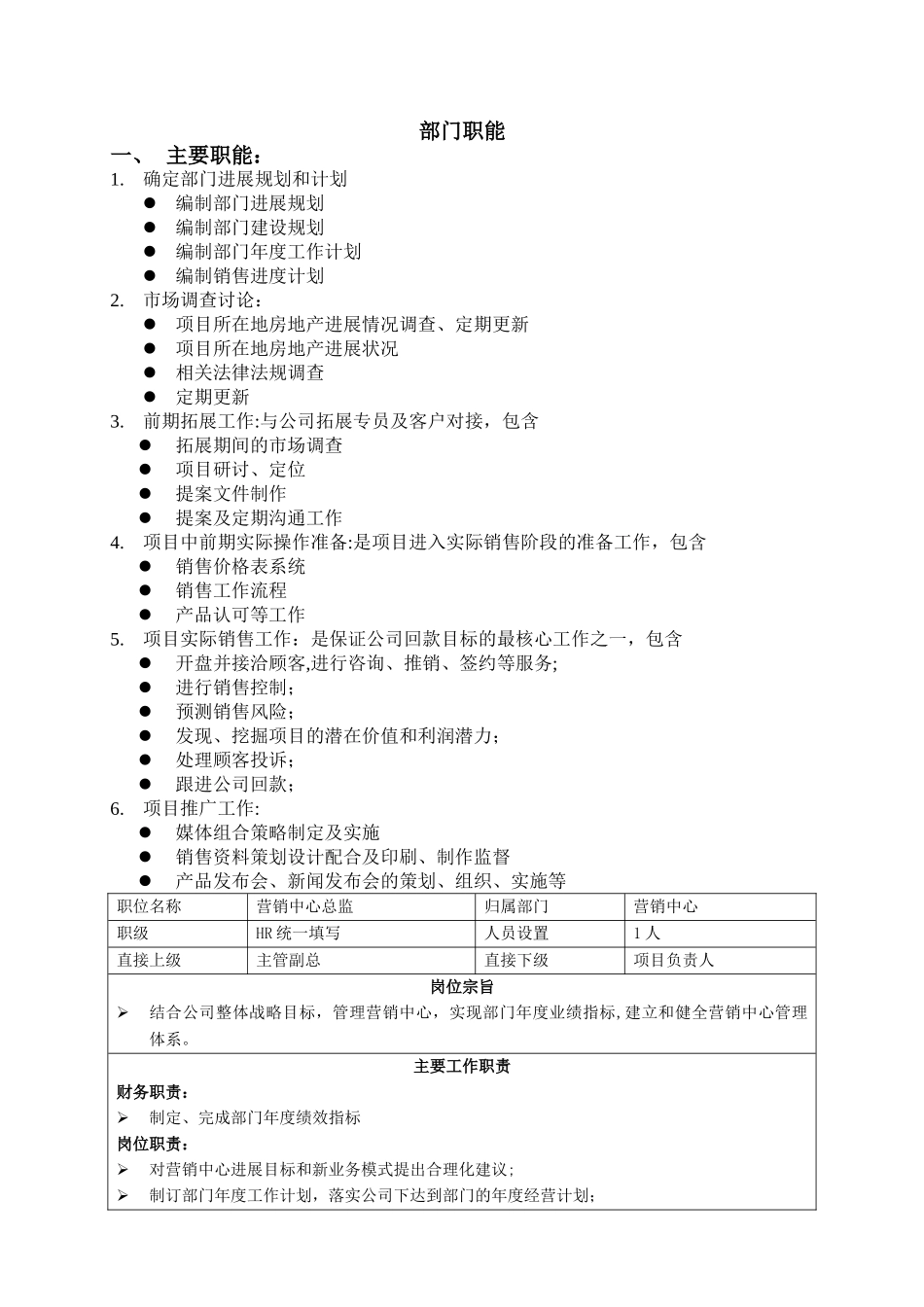 职位说明书(代理公司营销策划部门)_第2页