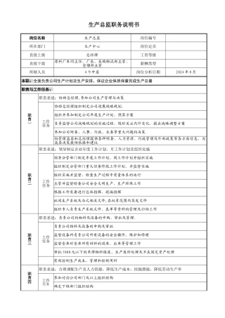 职位说明书--生产总监