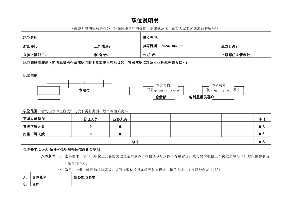职位说明书-模板_第1页