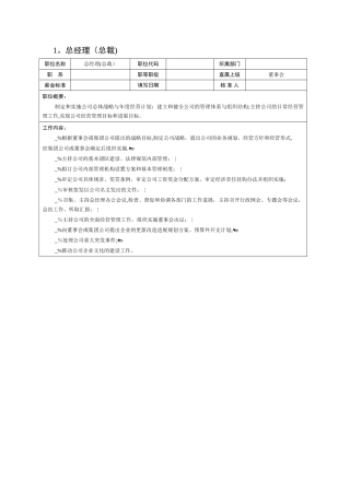 职位说明及绩效考核