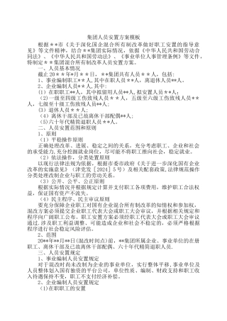 职工安置方案模板