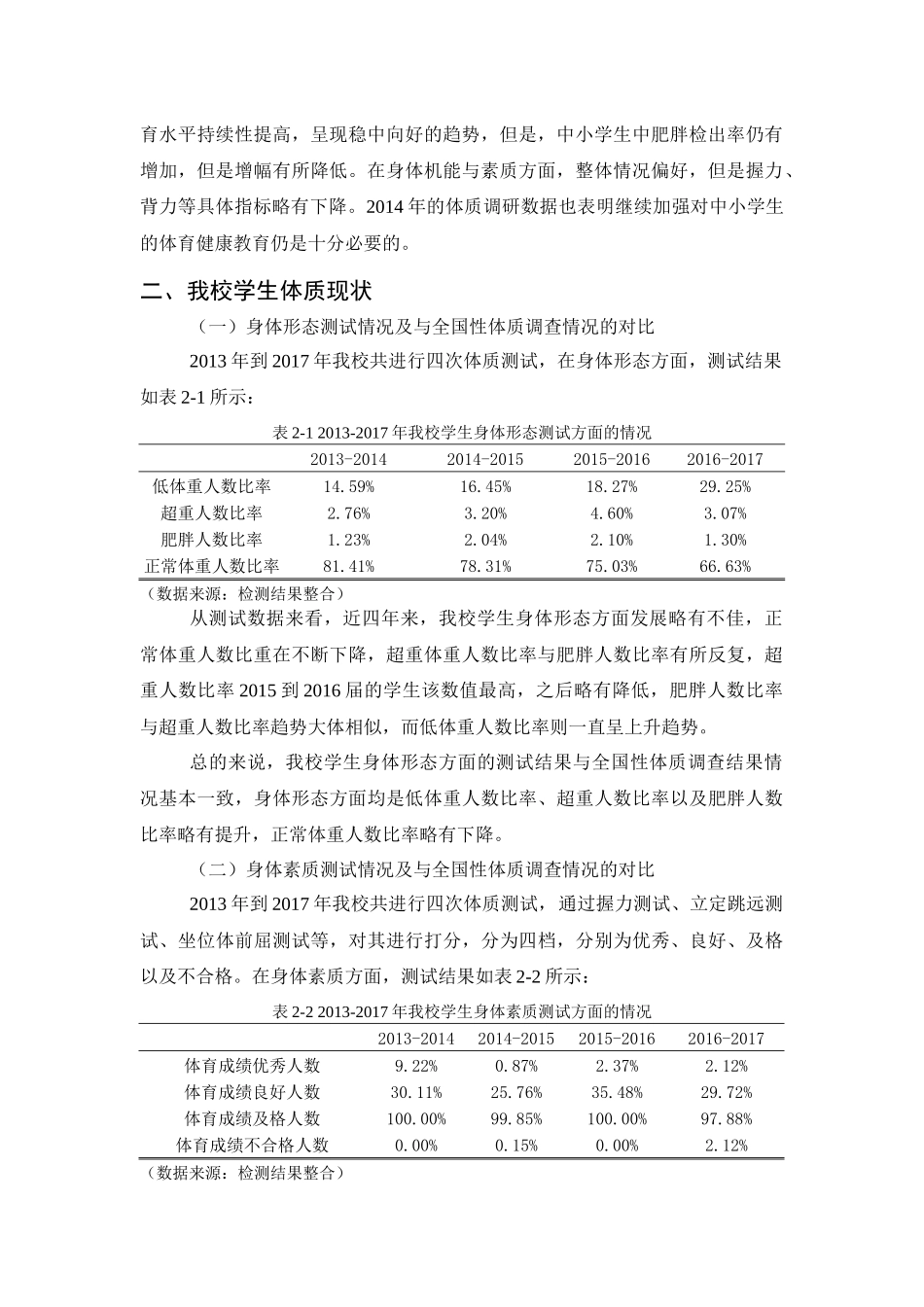 教育学专业 论文  让学生健康快乐成长—华石中心小学学生体质调查报告_第2页