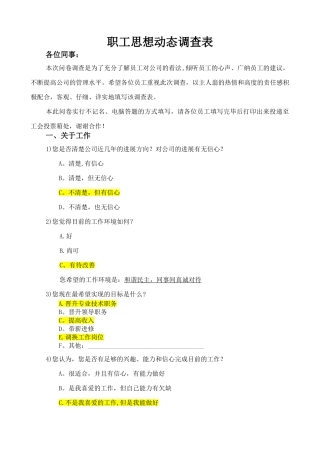 职工思想动态调查表