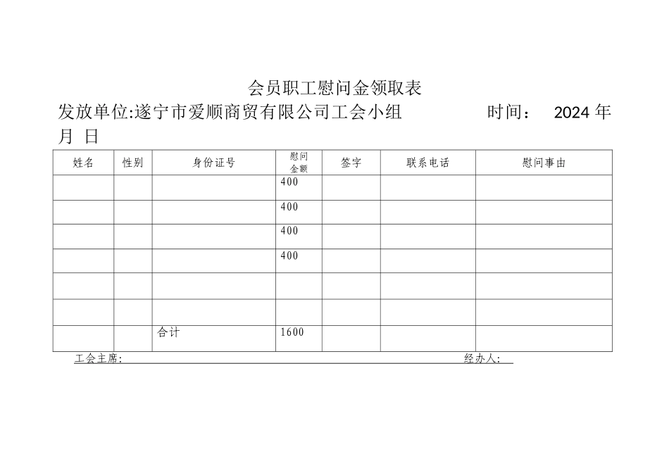 职工慰问金领取表_第1页