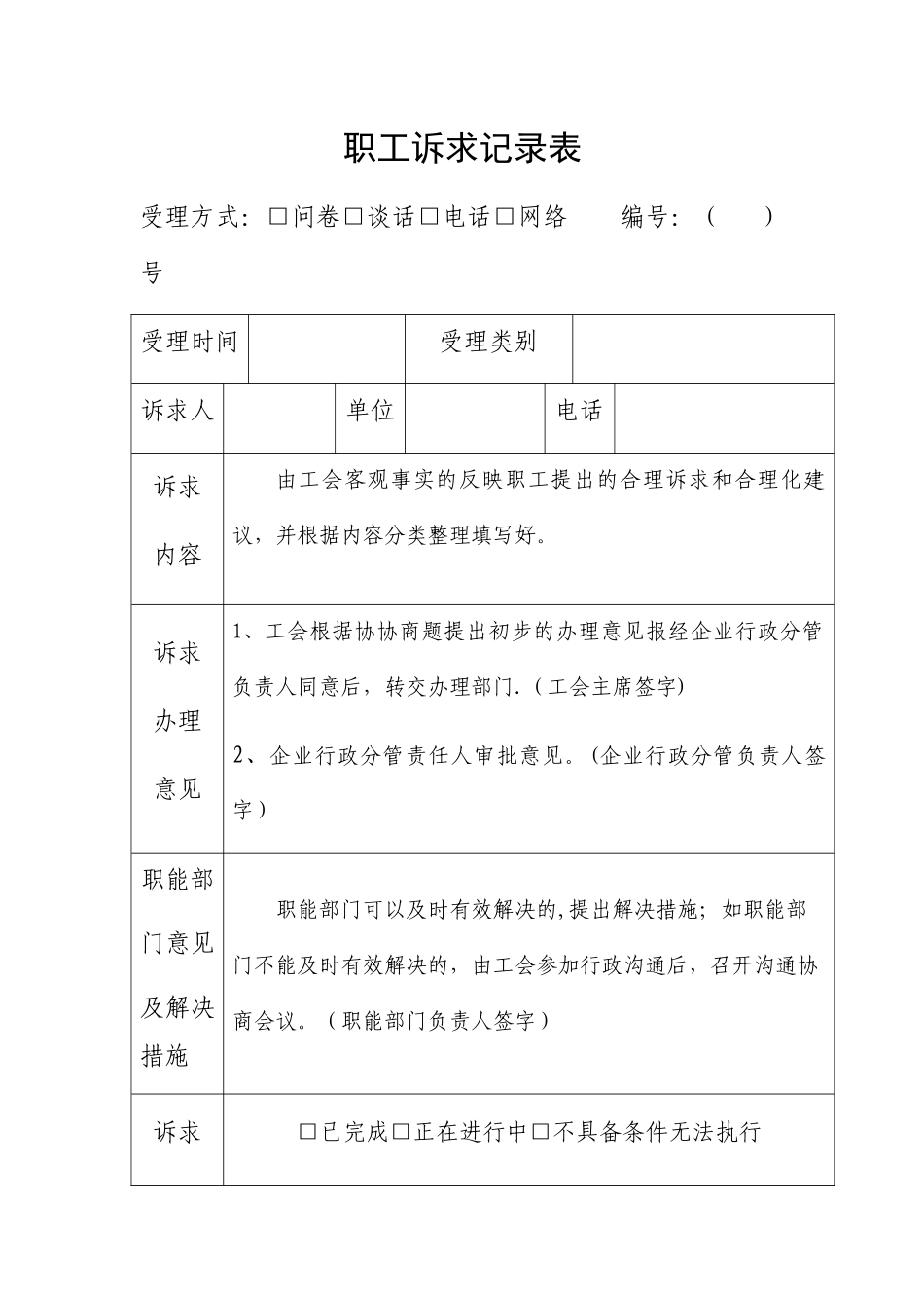职工诉求记录表_第1页