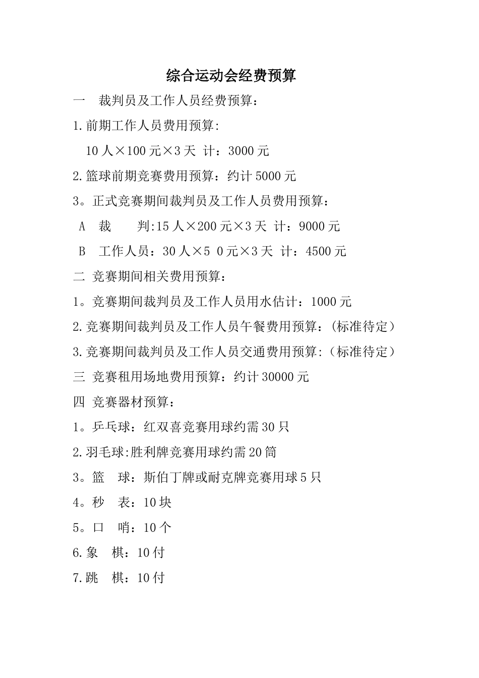 职工运动会经费预算_第1页