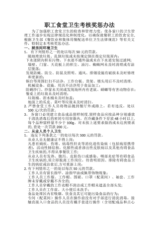 职工食堂环境卫生考核奖惩办法