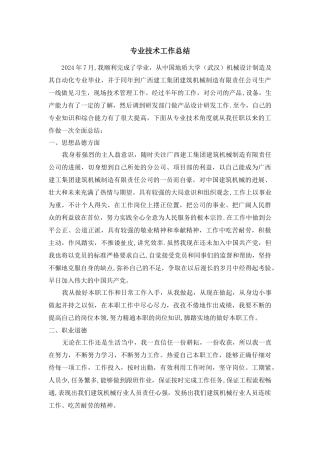 职称专业技术工作总结