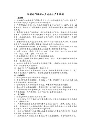 职能部门各级人员安全生产责任制.