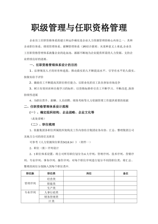 职级管理与岗位任职资格管理