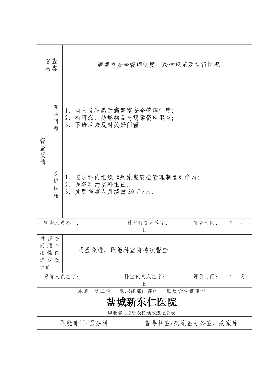 职能部门监管及持续改进记录表_第3页