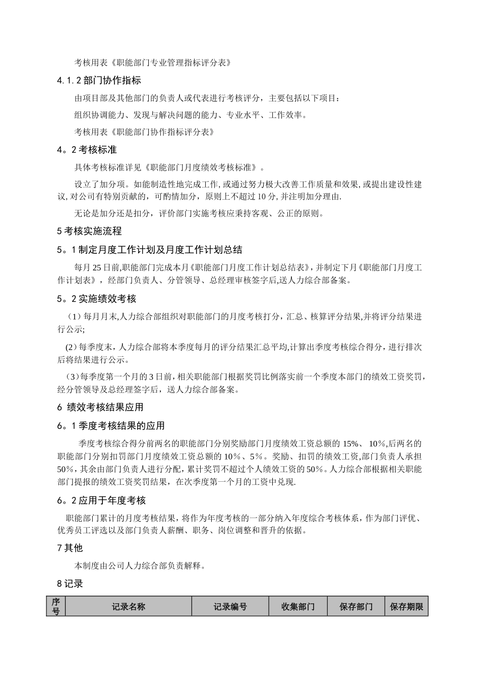 职能部门绩效考核管理制度_第2页