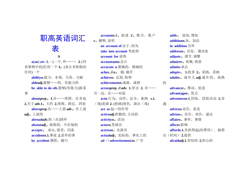 职高英语词汇表_第1页