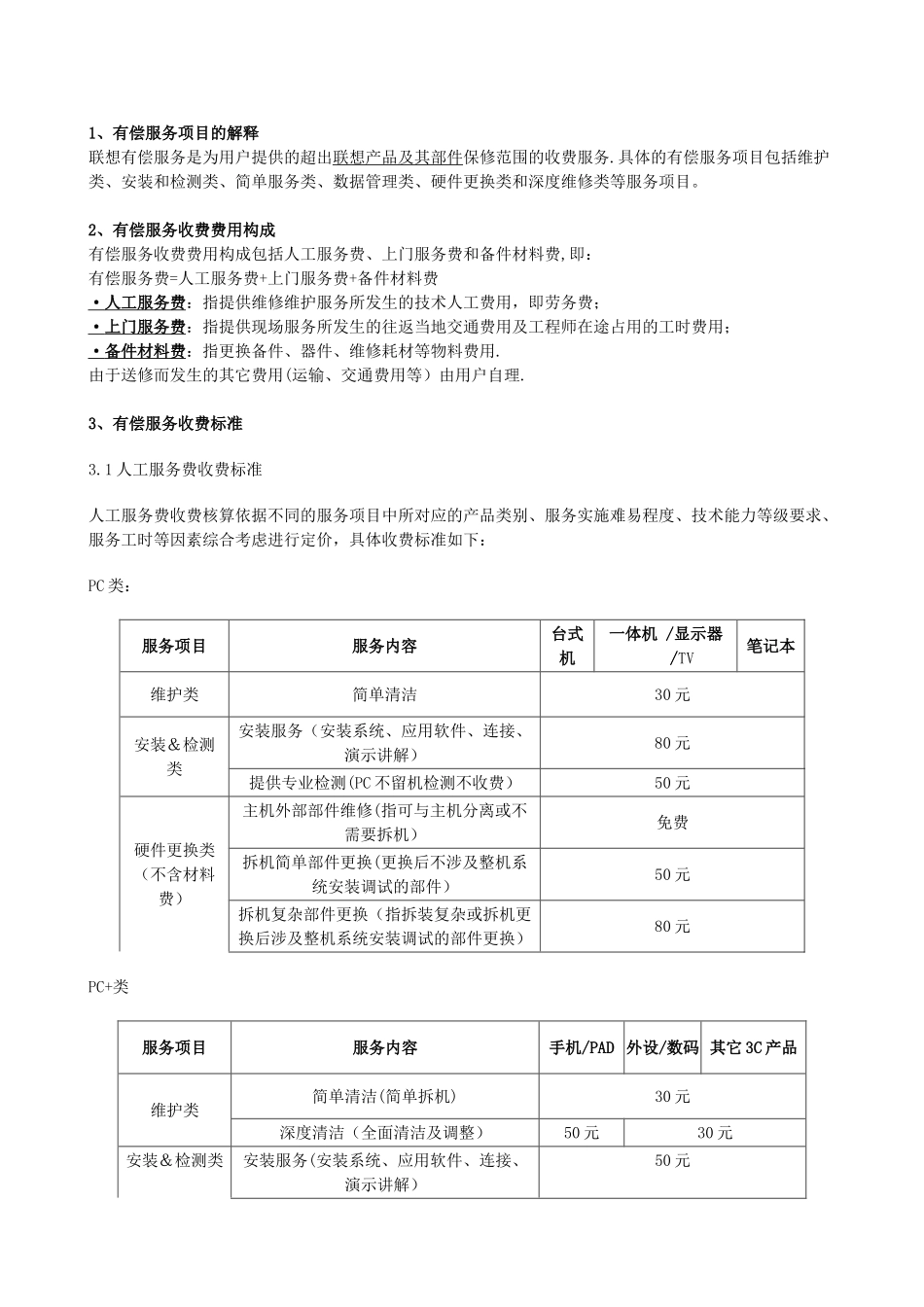 联想服务收费标准_第3页