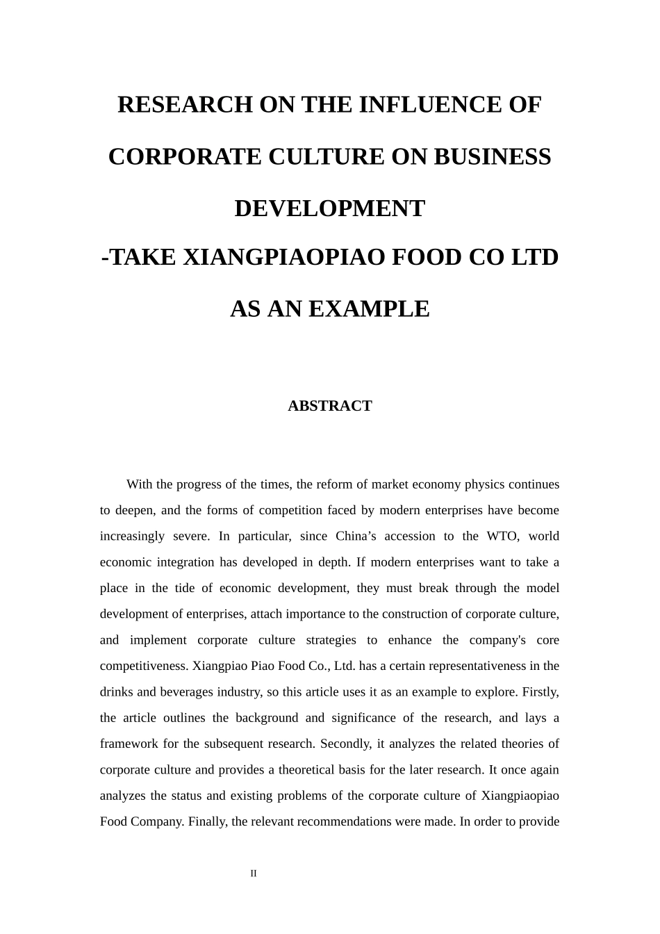 企业文化对企业经营发展的影响研究——以香飘飘食品有限公司为例 工商管理专业_第2页