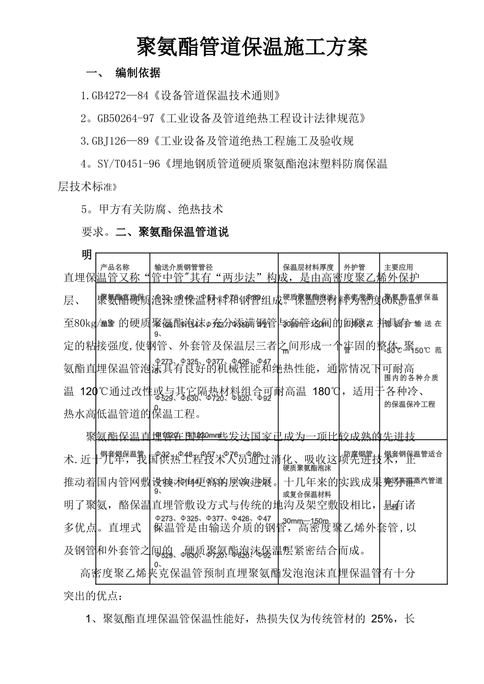 聚氨酯设备管道保温施工方案_第1页