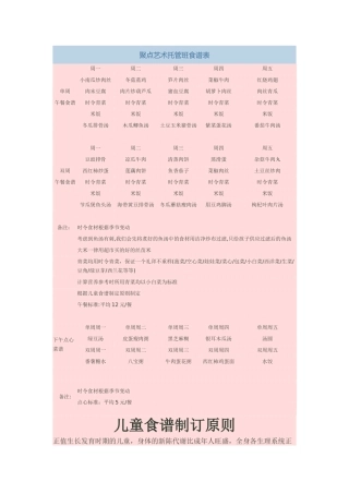 聚点艺术托管班食谱表