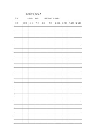 肌肉围度测量记录表