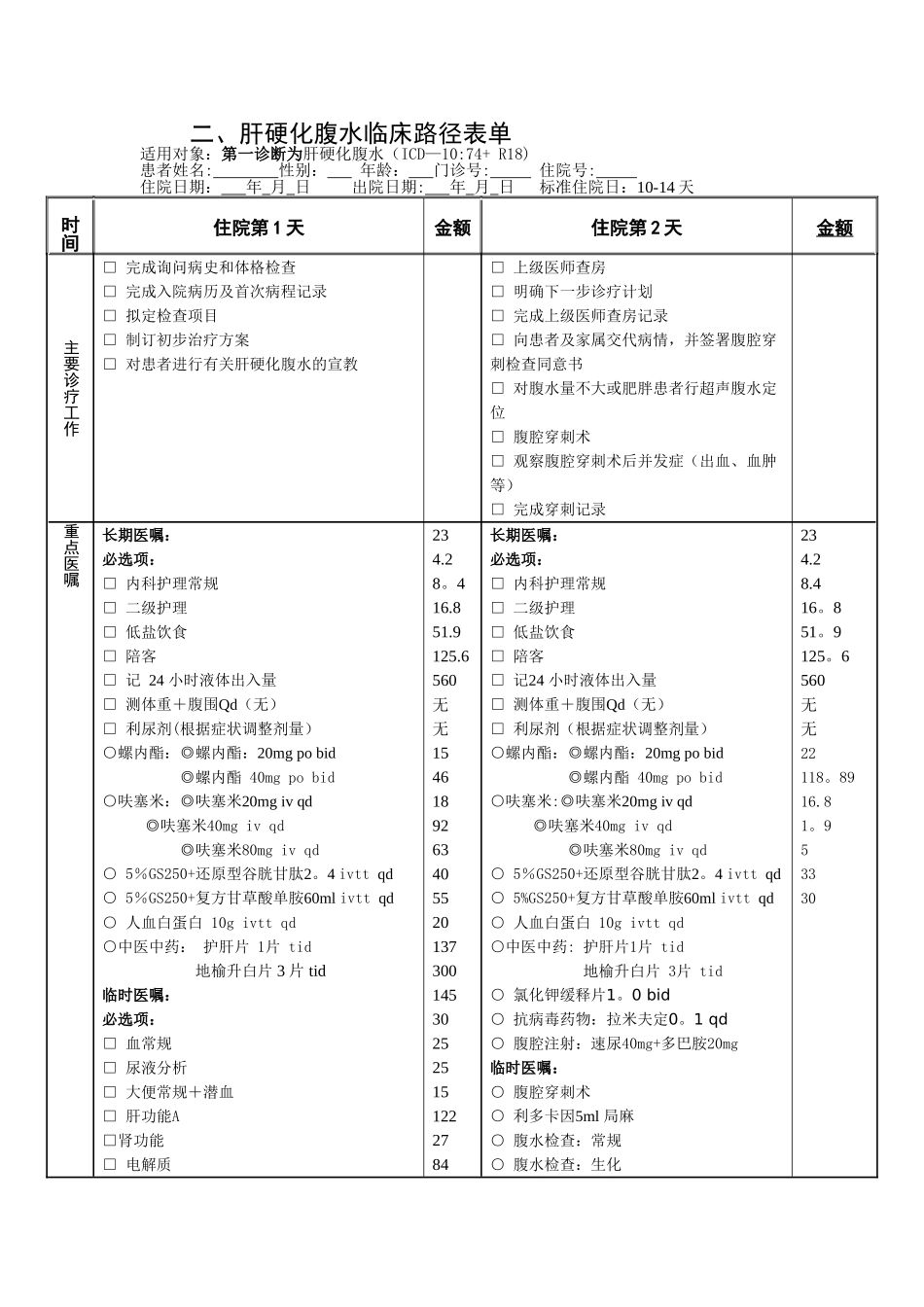 肝硬化腹水临床路径_第3页