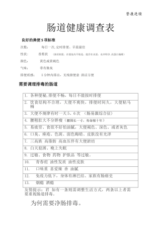 肠道健康调查表