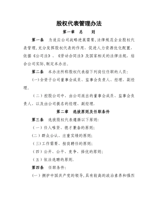 股权代表管理办法