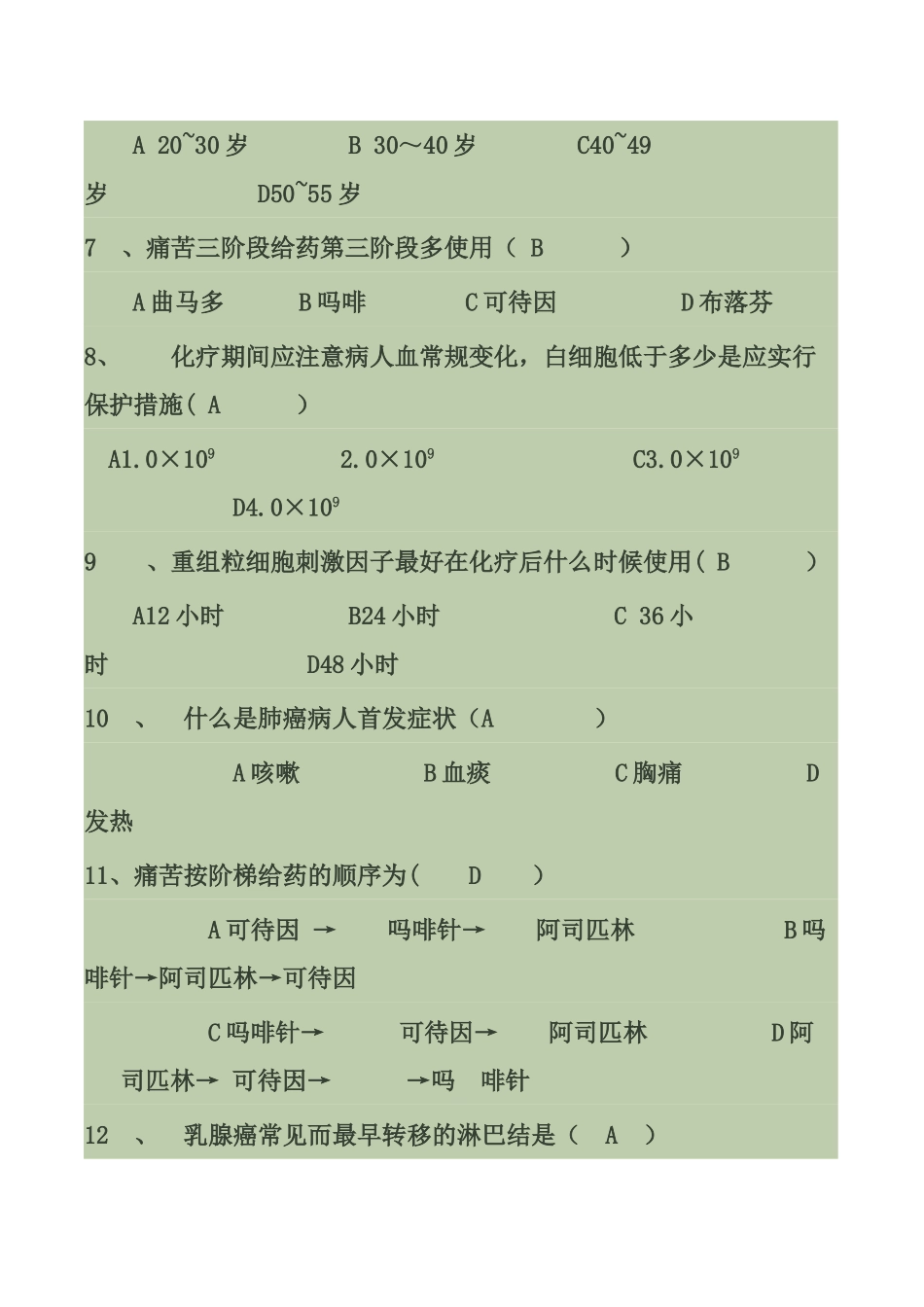 肿瘤科专业知识考试试题有答案_第2页