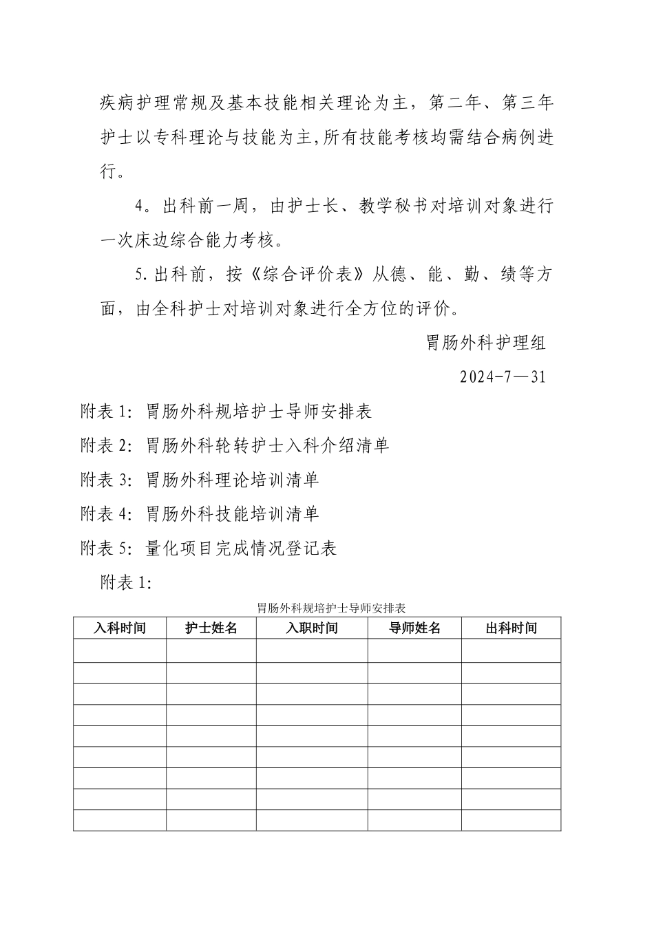 胃肠外科护理人员规范化培训专科计划_第3页
