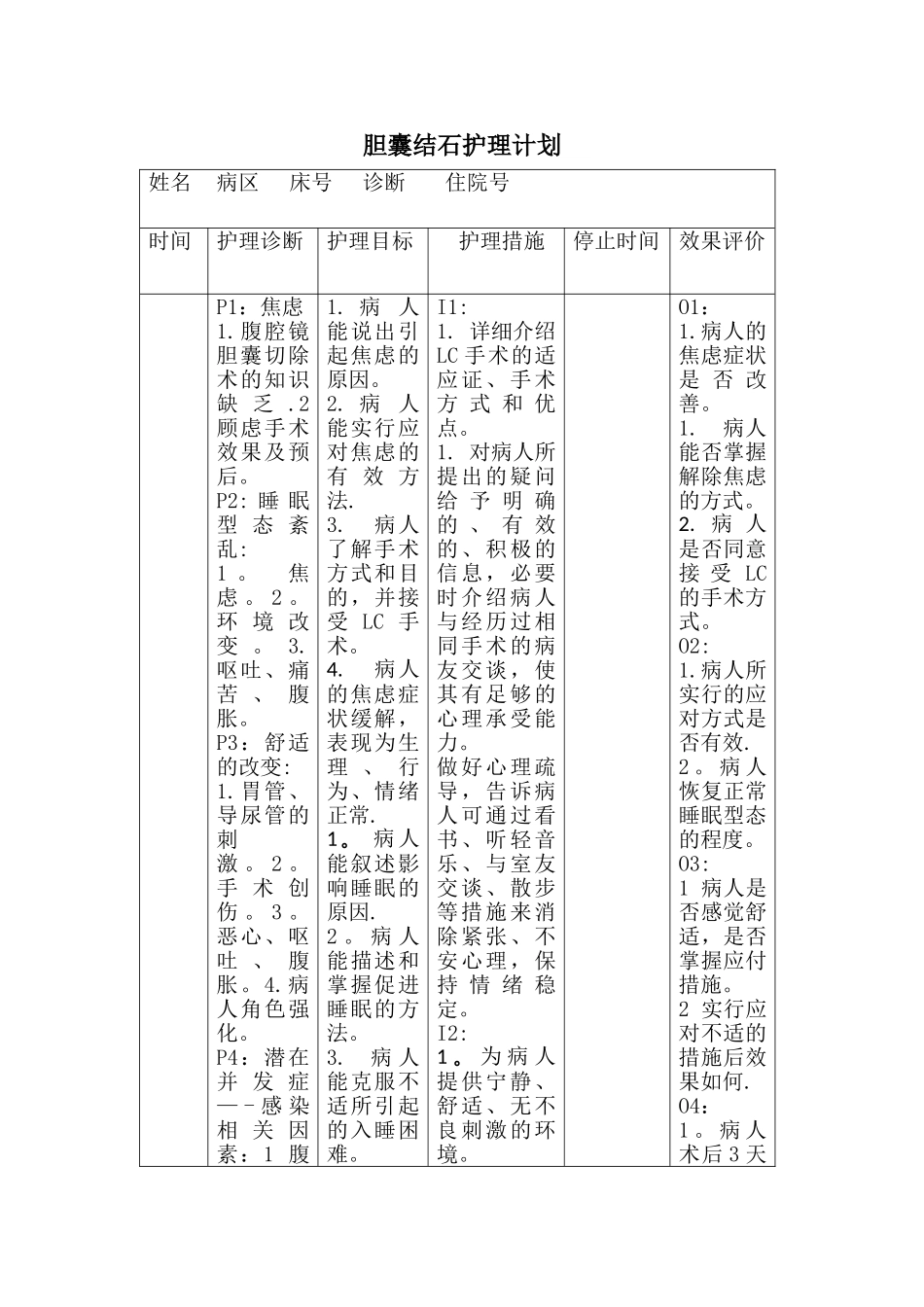 胆囊结石护理计划_第1页