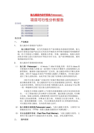 胎儿镜诊疗项目可行性分析报告