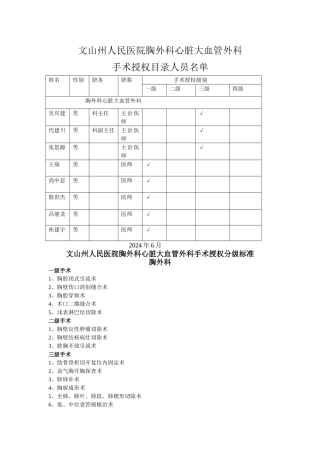 胸外科手术分级