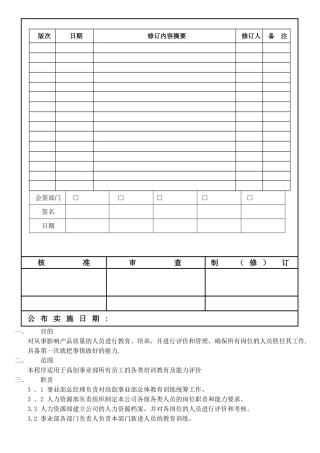 能力意识和培训管理程序