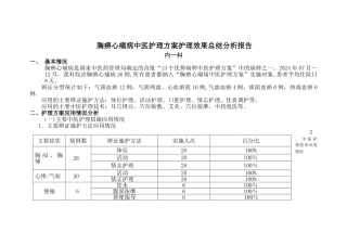 胸痹心痛病中医护理方案实施总结分析