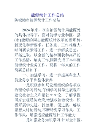 能源统计工作总结
