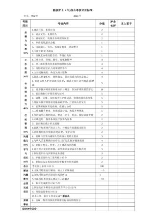 能级护士考核标准