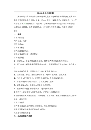 脑出血患者护理计划